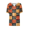 thumbnail image 5 of Cavosen Red White and Blue Tops for Women Petite Red White and Blue 3/4 Sleeve V Neck T Shirts American Flag Graphic Shirts Lady XL Patriotic Casual Shirts Independence Day Tunic Tees, 5 of 5
