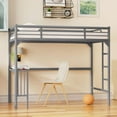 thumbnail image 2 of MIDODO Metal Loft Bed, Twin Loft Bed Frame, Mattress Foundation,Space-Saving, Noise Free, for Adults/Teens, No Box Spring Needed, 2 of 11