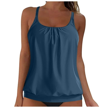 Yindaity Women s Underwire Tankini Top Only - Push Up Swimsuit Top with Bra Support Tummy Control Bathing Suit Top No Bottom 2025 Tankini Tops for Women(Navy XL)