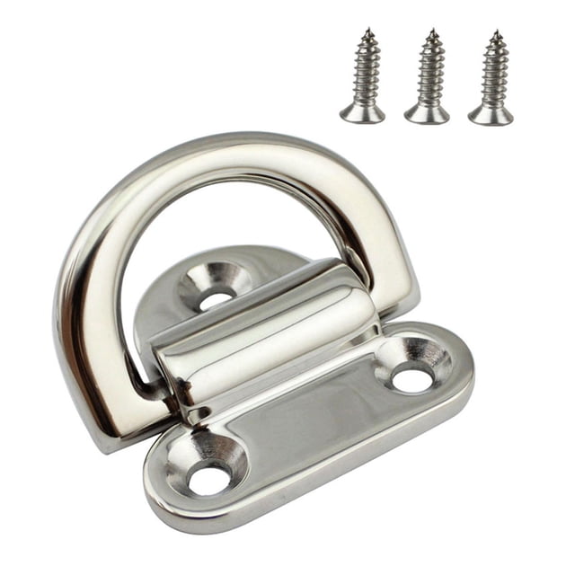 2 anillos en D con almohadilla plegable para de barco, hardware marino, cornamusas pulidas y resistentes, anillo de para remolque de
