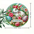 thumbnail image 3 of HELLOYOUNG Vintage Easter Bunny Floral Round Metal Wall Sign 2D Flat Printed Iron Art with Blessings Design No Electricity Needed for Home Decor, 3 of 13