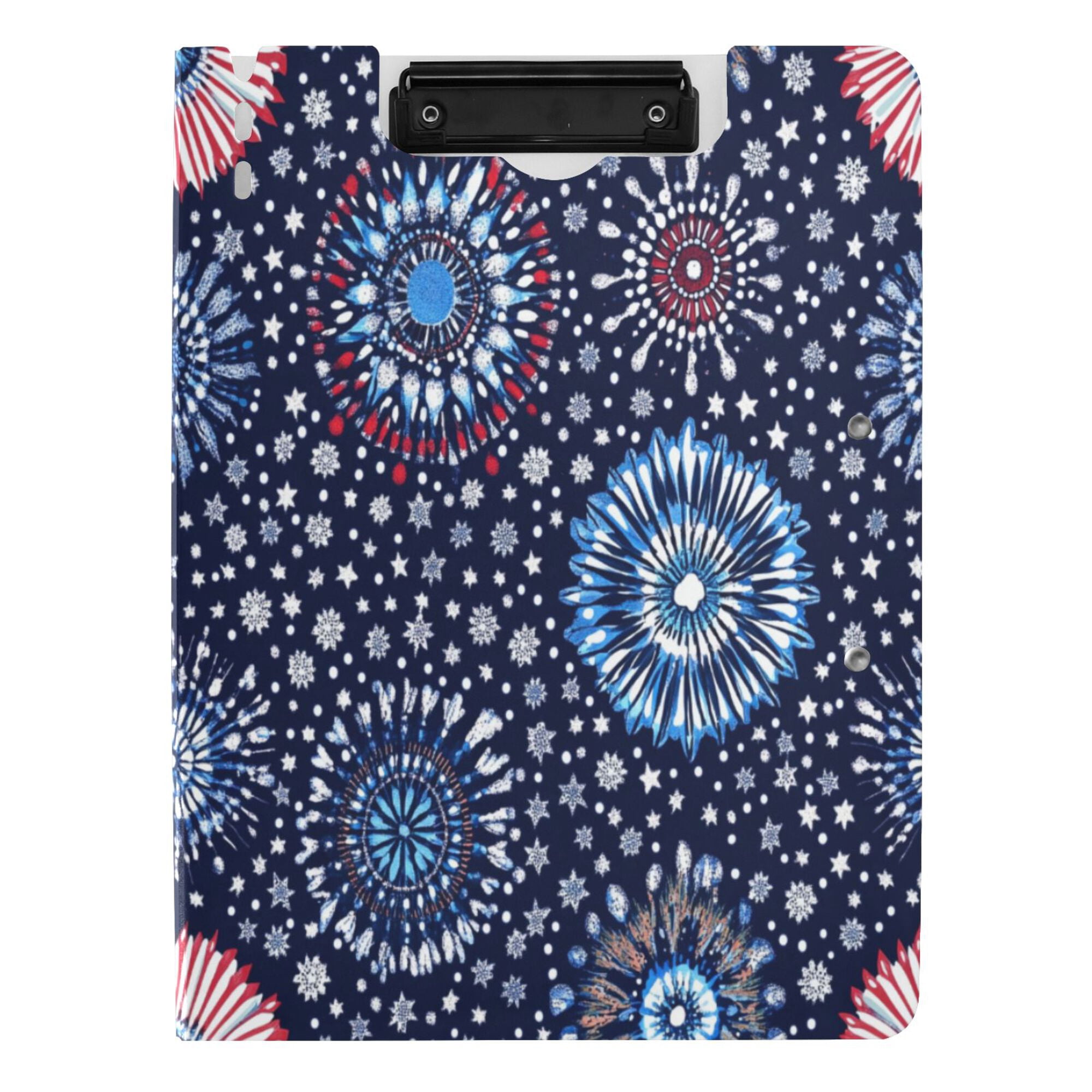 FORMRS A4 Clipboard Folder with Pen Holder Horizontal Foldable School Office Binder, Blue Fireworks Pattern