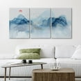 thumbnail image 2 of PixonSign Canvas Print Wall Art Blue Wave Mountain Range Landscape Abstract Shapes Illustrations Mid-Century Modern Minimalism Scenic Relax/Calm Multicolor Zen - 24"x36"x3, 2 of 5