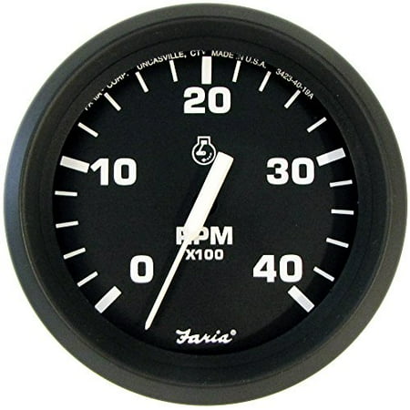 Faria Beede Instruments - Faria Euro Black 4" Tachometer - 4,000 RPM (Diesel - M