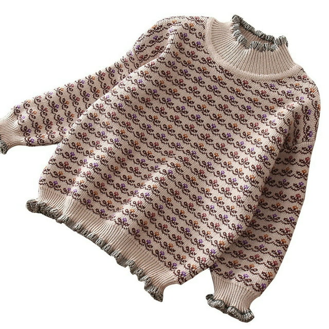 Camisa elegante Gibobby para Niñas manga larga con suéter largo beige 5-6 años