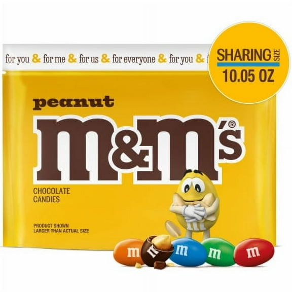 Pack of 2 - M&M'S Peanut Milk Chocolate Candy, Sharing Size Bag 10.05 oz