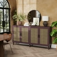 thumbnail image 2 of LiviNest 70" Rattan Storage Cabinet: 4-Door Sideboard with Adjustable Shelves - Organize Kitchen & Living Room Items - 3-Height Customizable Brown Buffet, 2 of 6