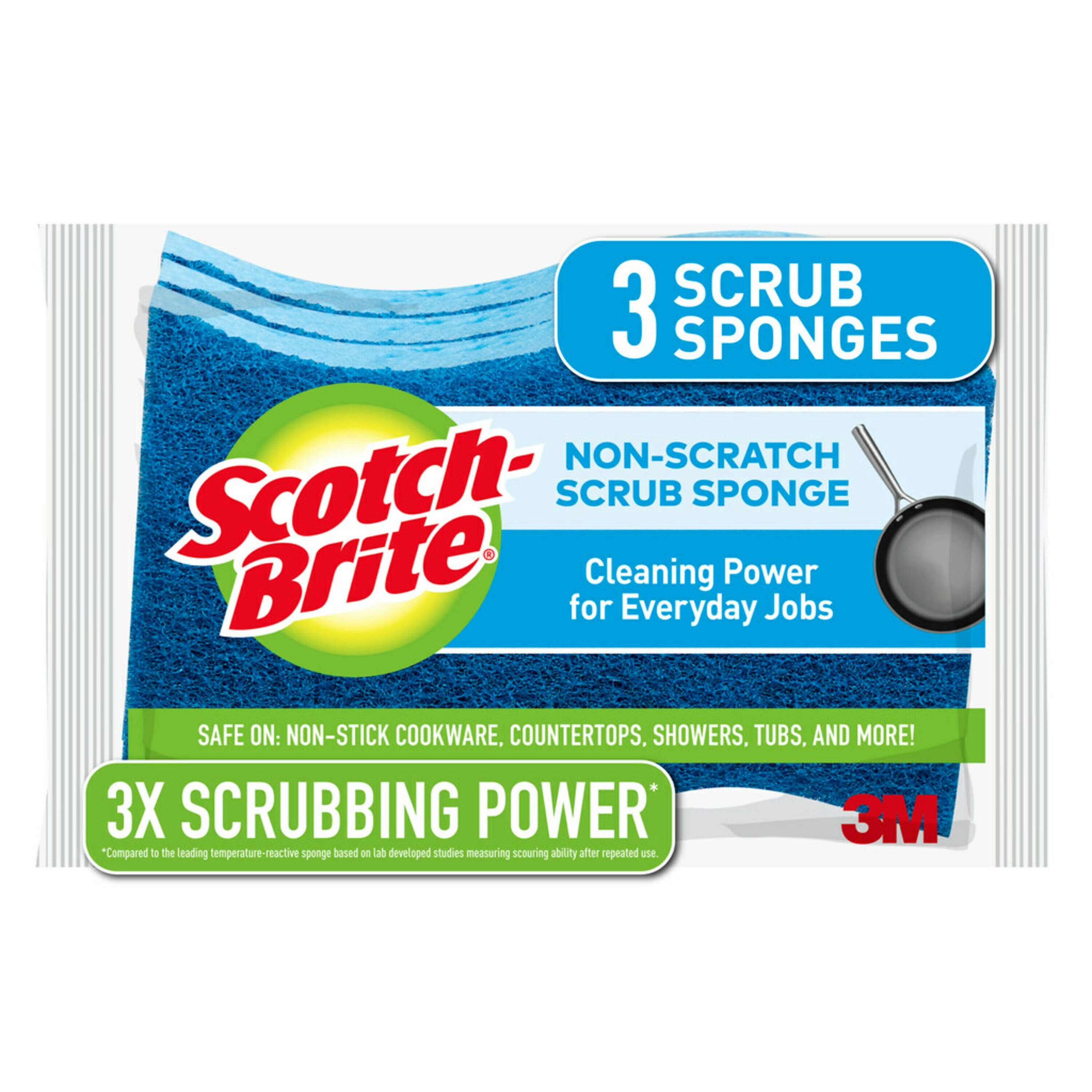 3 Scrub Sponges Scotch Brite Non-Scratch Scrub Sponges 