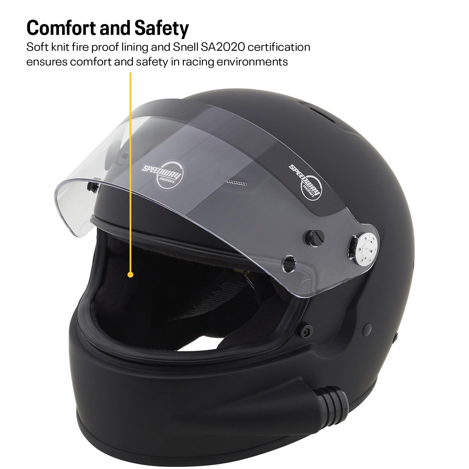 Speedway Motors SA2020 Side Air Racing Helmet, Flat Black, Large