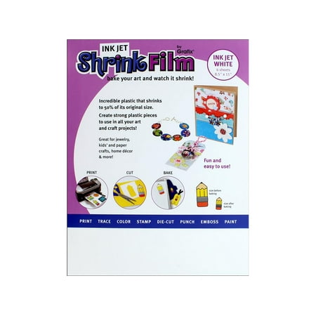 Grafix Shrink Film 8.5x11" Ink Jet 6pc White