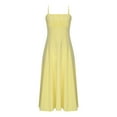 thumbnail image 4 of Sentmoon Work Dress Guest Tie Breathable Regular Fit Summer Maxi Dress 2026 Solid Color Sleeveless Square Neck Womens Sun Dress for Daily and Commute Yellow XL, 4 of 9