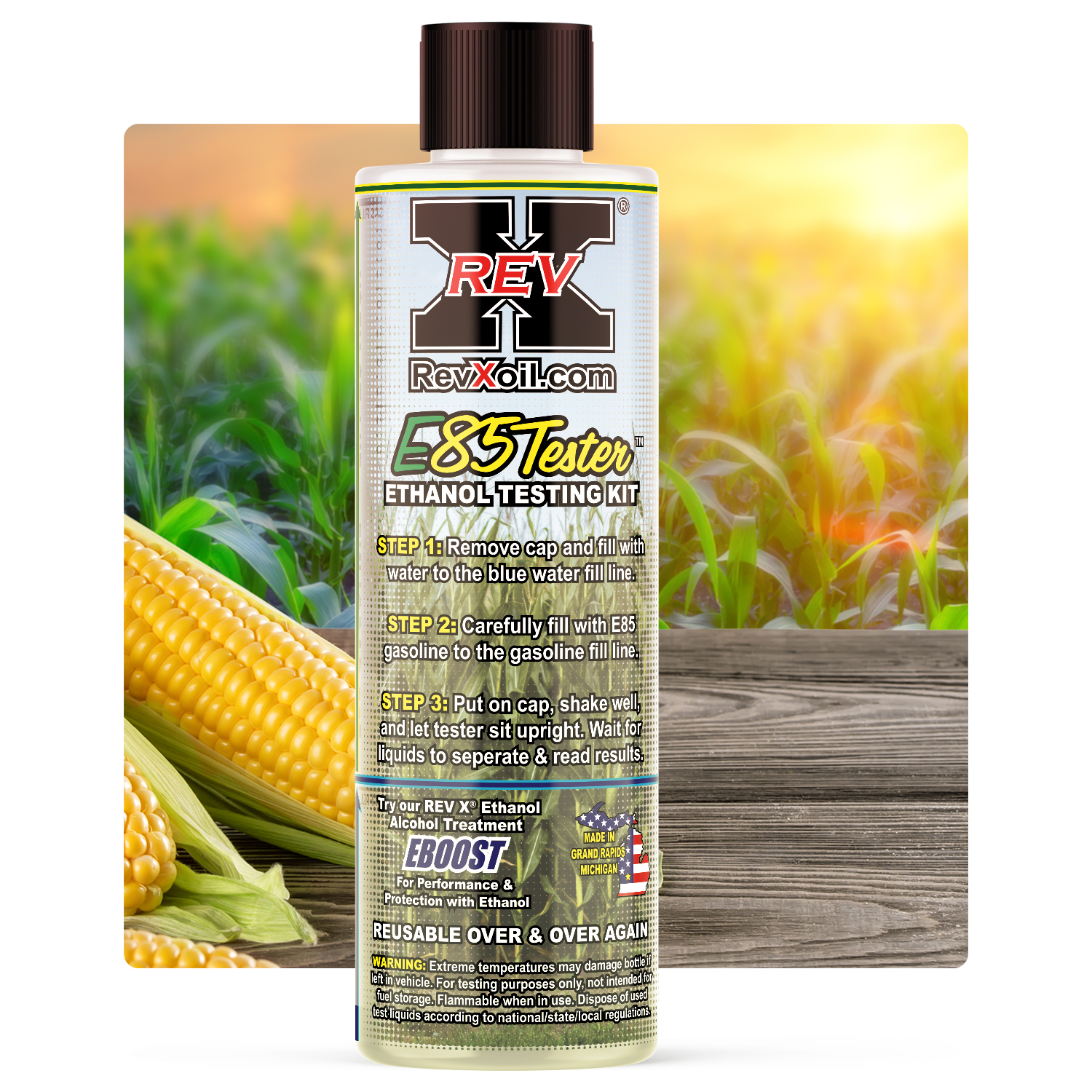 REV-X E85 Tester - Reusable Ethanol Gasoline Test Bottle