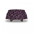 thumbnail image 4 of Floral Ottoman Cover, Doodle Nature Birds, 2 Piece Slipcover Set with Ruffle Skirt for Square Round Cube Footstool Decorative Home Accent, Standard Size, Lilac and Plum, by Ambesonne, 4 of 5