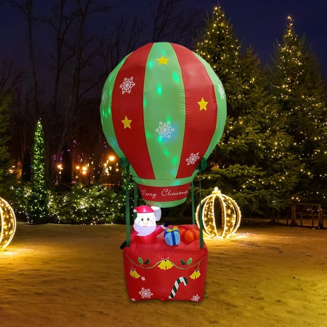 Inflable navideño con luces LED incorporadas, enchufe estadounidense, fácil de inflar, poliéster, decoración para exteriores, resistente al viento,