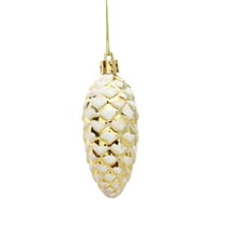 5 Pcs Christmas Pinecone Glass Ornaments- Fall Hanging Pine Cone Painted Glass Ornaments- Glitter Pinecone Christmas Ornament for Xmas Tree DIY Crafts Fall Thanksgiving Day Decoration