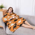 thumbnail image 5 of Oversized Wearable Blanket Hoodie,Orange Cartoon Black White Dinosaurs Pattern Sherpa Blanket Hoodie with Super Pockets,Super Warm Fuzzy Pullover for Women & Men, 5 of 6