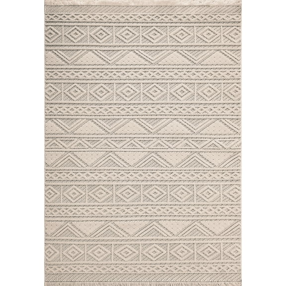 Dynamic Rugs Seville Ivory/Soft Grey 5X7 Tribal Area Rug