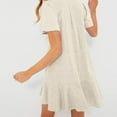 thumbnail image 3 of Ruffle Hem Short Sleeve Dress For Women Casual Summer Flowy Midi Dress With Vintage Style plus Size Formal Dress Dresses for plus Size Women Size Short Dresses plus Party Dress plus Size Sheer Dress, 3 of 8