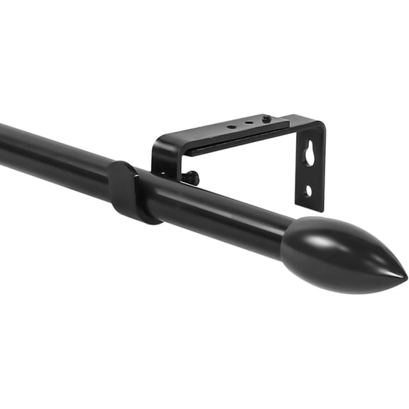 Urbanest Adjustable Single Curtain Rod Set Bullet Finials – 5/8-Inch Diameter, With Black Rod, 28–48 Inches