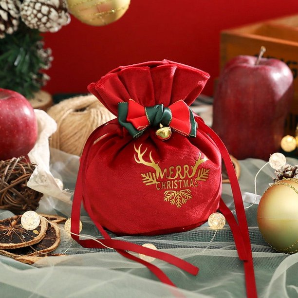 Ganfancp 2Pc 10 X 13Cmbolsa de Navidad Bolsa de Terciopelo de Cordón Bolsa de Almacenamiento de Regalos de Frutas de Nochebuena Ofertas y Liquidaciones Organizador de Regalos X2