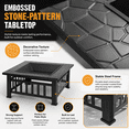 thumbnail image 4 of 32'' Multipurpose Fire Pit, Outdoor Fire Pit Table for Net Lid/Poker, Square Bronze Firepit Stove for Outside Camping Backyard Bonfire, 4 of 9