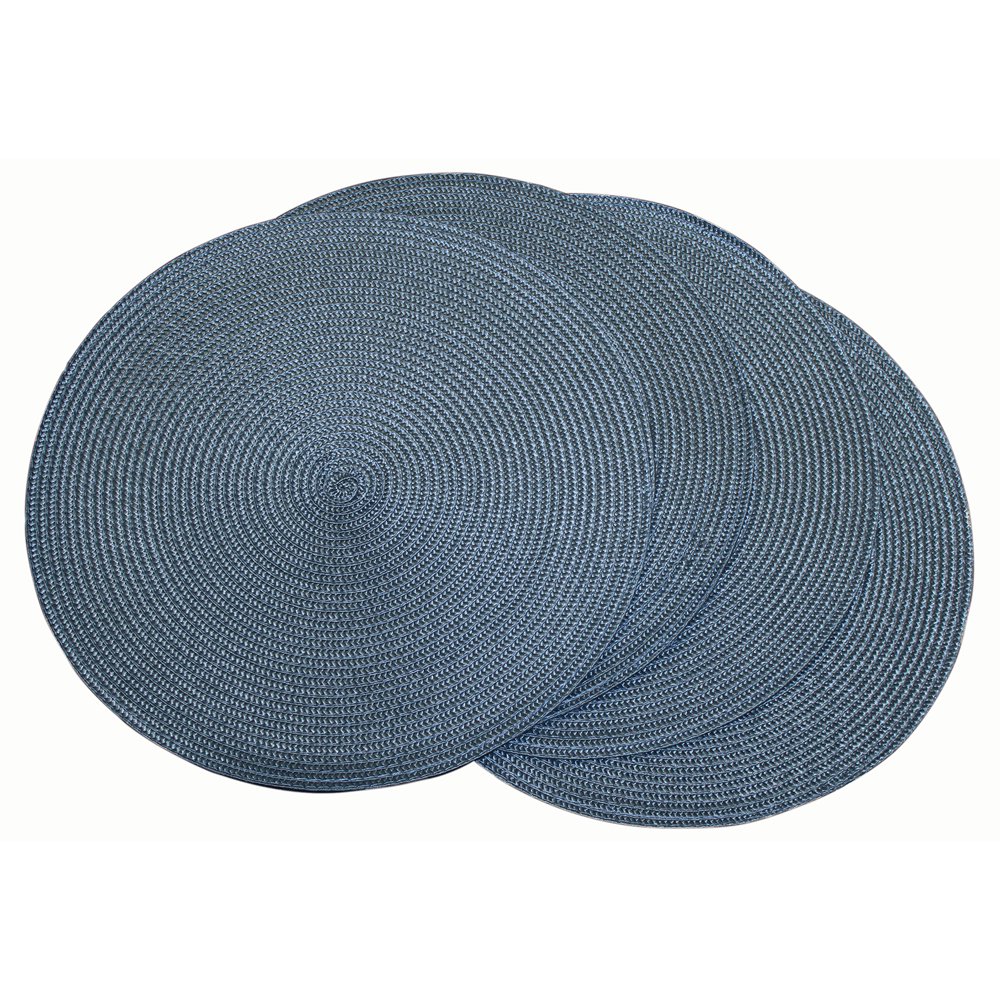 Set of 4 Fine Woven Placemats, Round 15" Diameter, Table Dinner Place