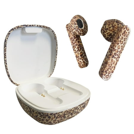 Zunammy Rubberized Wireless Earbuds with Matching Wireless Charging Case - Cheetah