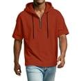 thumbnail image 6 of Men's Quarter Zip Hoodie Short Sleeve Sweatshirt Casual Solid Color Classic Design Summer Beach Outdoor Daily Wear Slim Fit, 6 of 8