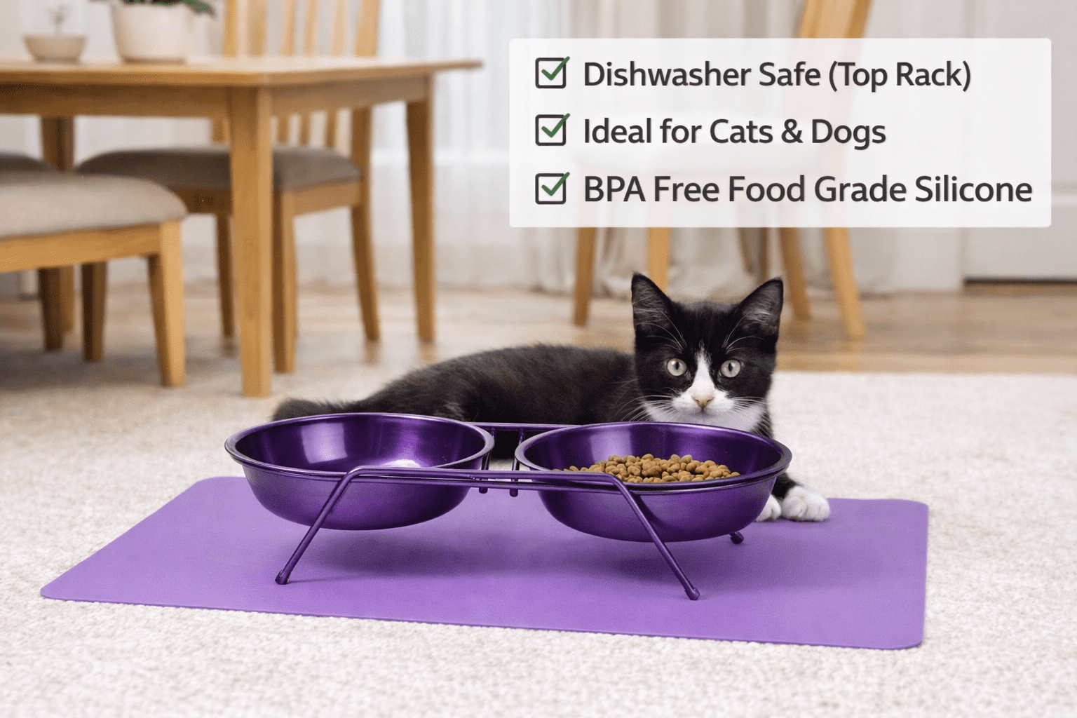 Farberware 4 Piece set - Double Elevated Bowl set with Silicone Feeding Mat 664 ML / 22 OZ