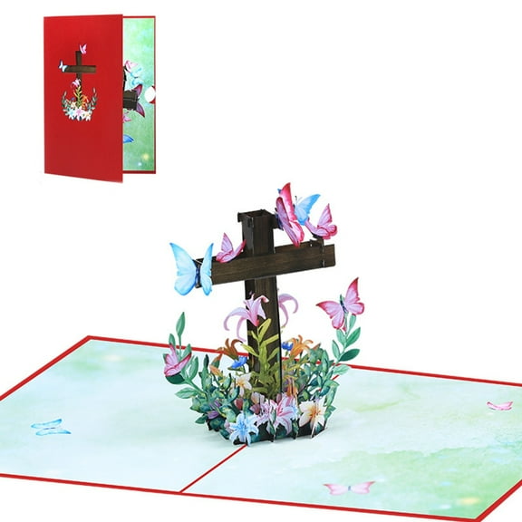 Crosses 3D Popup Greeting Card Religious Congratulation Gift,Easters Card with Envelope,Christmas Thanks You Blessing