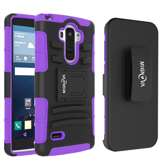 LG G6 Case, Mignova Rugged Plastic Heavy Duty Armor Holster Defender Full Body Protective Hybrid Case Cover with Kickstand and Belt Swivel Clip for LG G6 2017 Release (Purple)