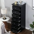 thumbnail image 4 of BOUQUETYZ Tall Skinny Black Dresser with 7-Drawer, Tall Narrow Chest of Drawers for Bedroom, Solid Wood Legs & Silent Metal Glides, 52" H, 4 of 7