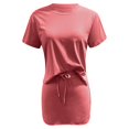 thumbnail image 5 of Vacation Outfits for Women Cropped Short Sleeve Tshirt Matching Tennis Skort Sets Summer Lounge Skirt Sets Orange XXL, 5 of 5