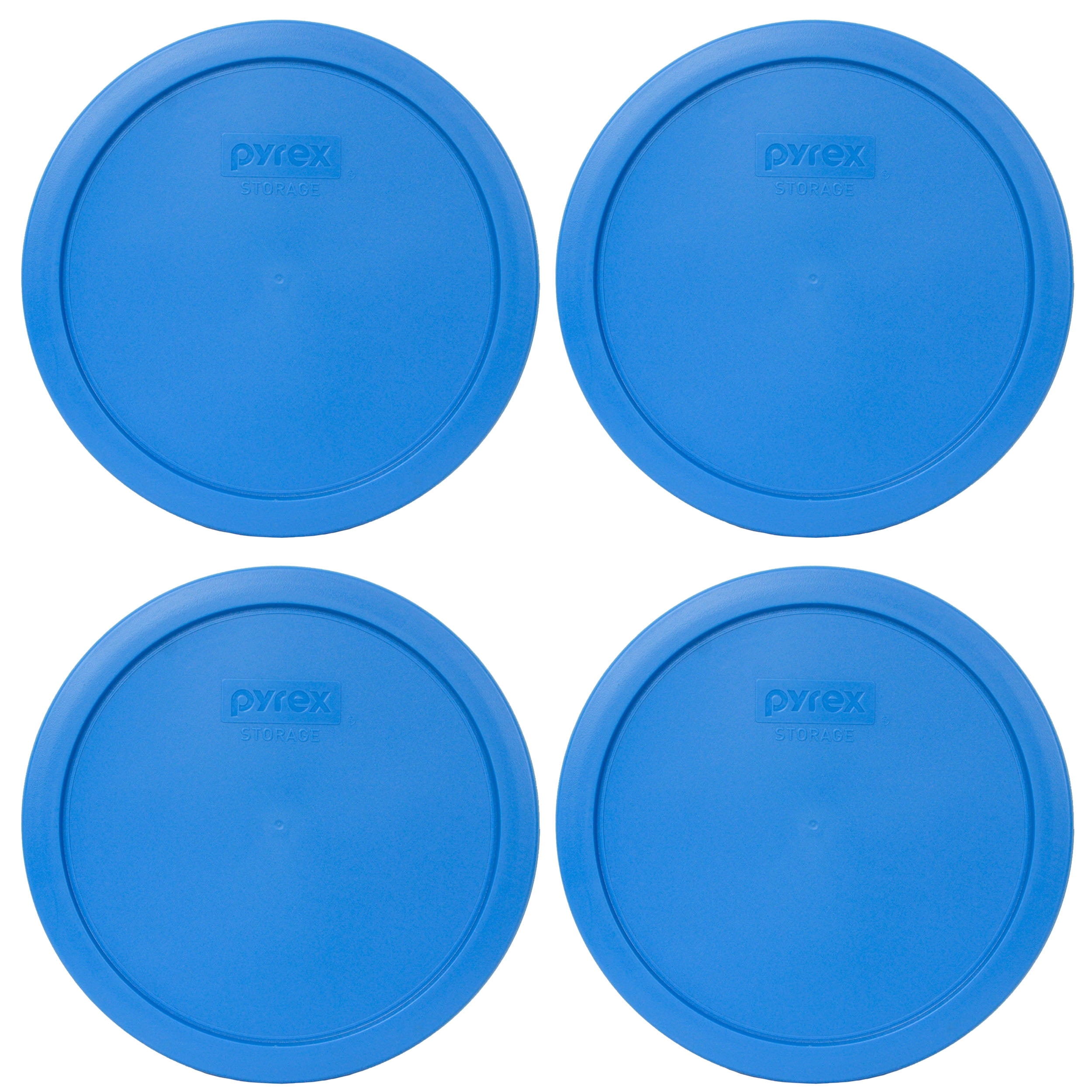 Pyrex 2 Pack Blue Plastic Round 6/7 Cup Storage Lid Cover 7402-PC for Glass Bowl 