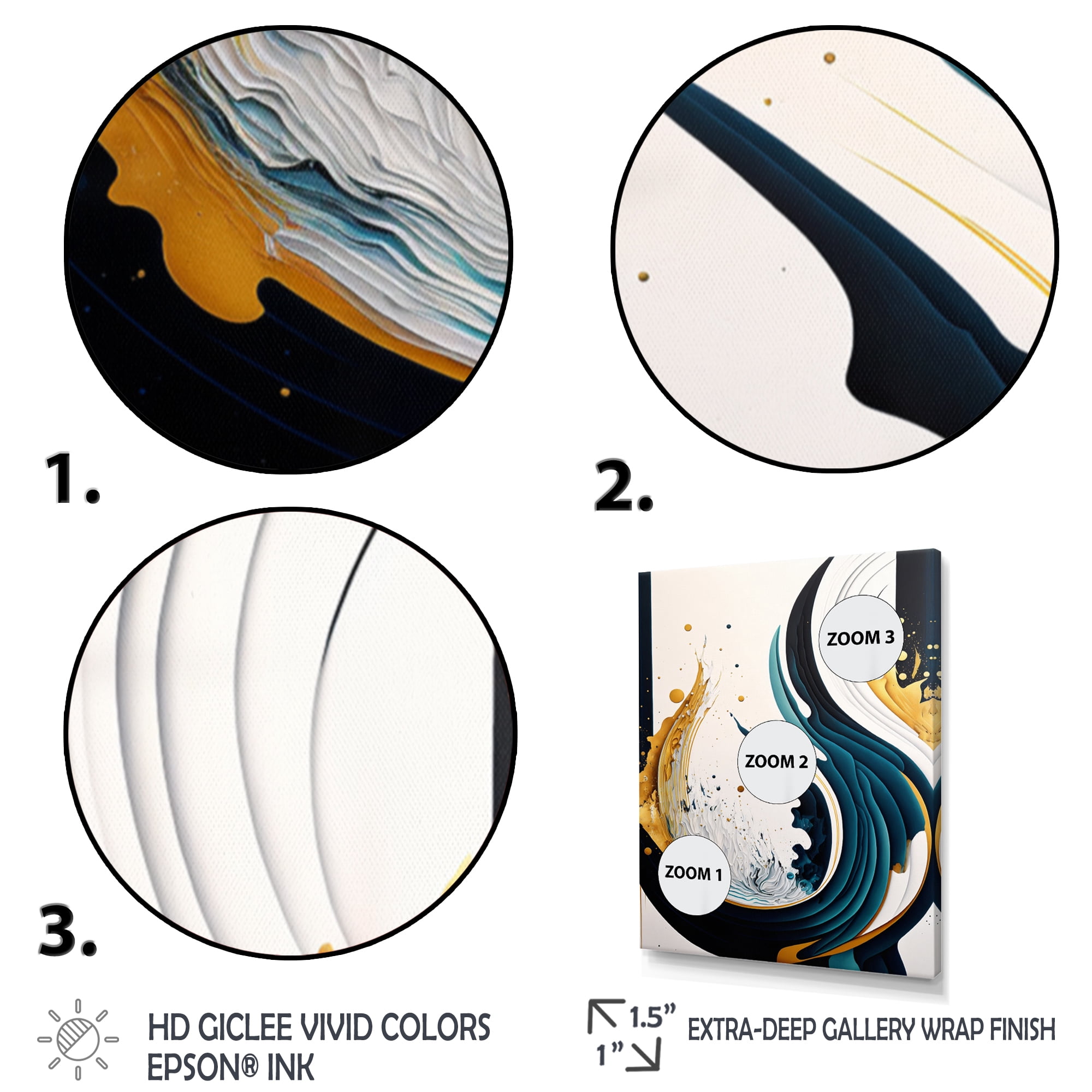 Designart Blue And Gold Modern Art Abstract Painting VI Canvas Wall Art
