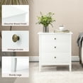 thumbnail image 3 of Patiojoy Table de Chevet Moderne 2 Pcs à 3 Tiroirs Table d'Appoint en Bois Blanc, 3 of 5