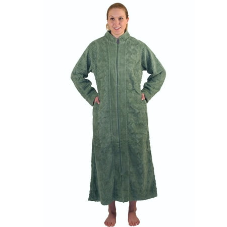 Ndk New York Women S Zipper Front Chenille Bathrobe 100 Cotton