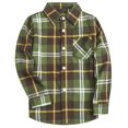 thumbnail image 2 of Camisa de franela SANGTREE para niño, manga larga, a cuadros, verde militar, 3-4 años, 2 of 7