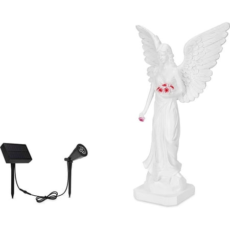 Techko Angel with Open Wings Statue with Solar Spotlight