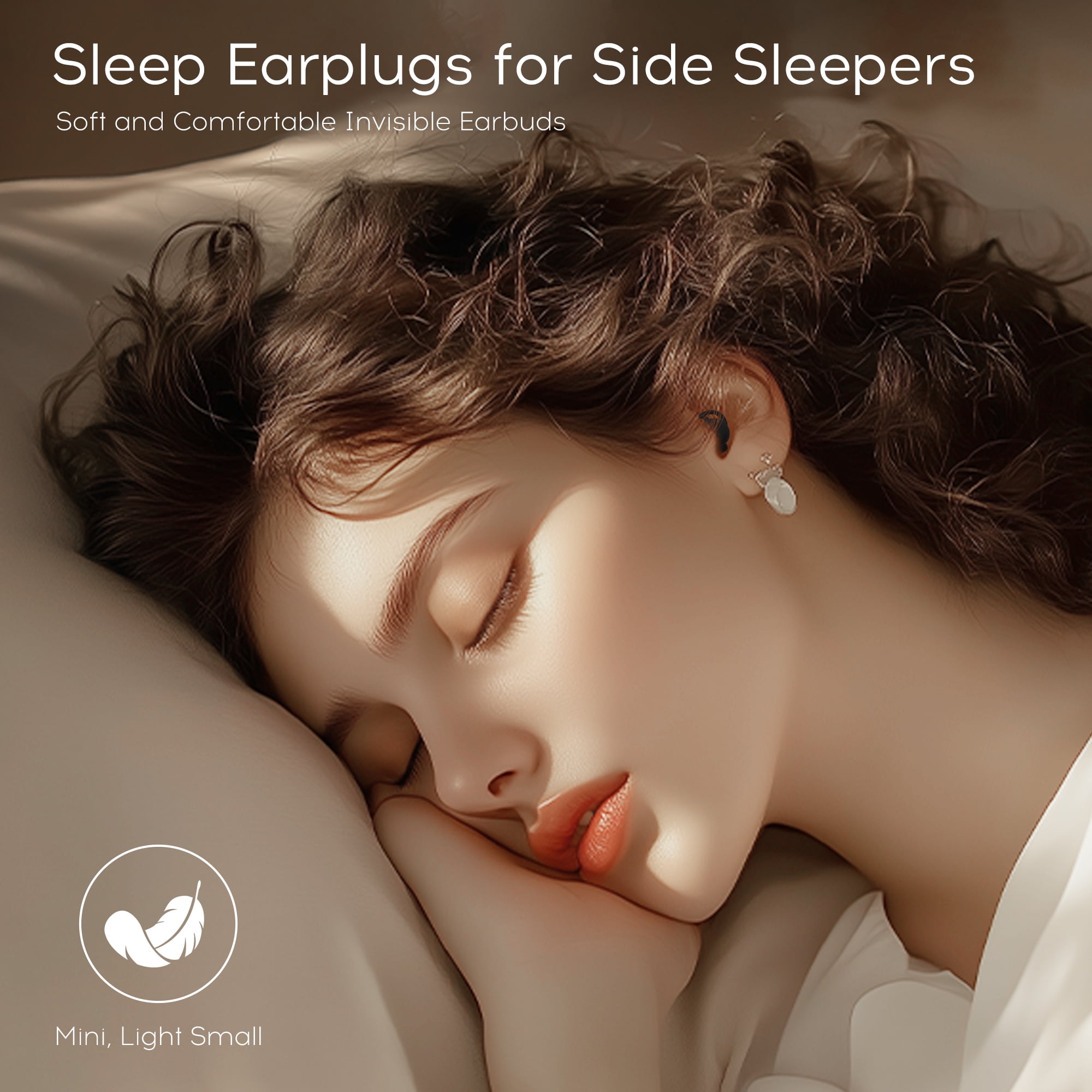 sunvito Sleep Earbuds, Mini Sleep Earbuds for Side Sleepers, 30H Playtime Wireless Headphones with LED Earphones for Small Ears Sleeping Working, Exercise,Hiking,Black