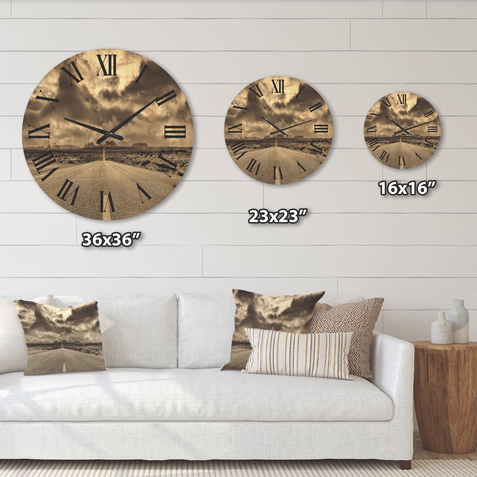 Designart 'The Straight Road To Monument Valley' Traditional Wood Wall Clock