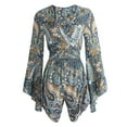 thumbnail image 2 of Combinaison Courte pour Femme, Fête, Col en V Profond, Imprimée, Combinaison Short, Barboteuse, 2 of 10