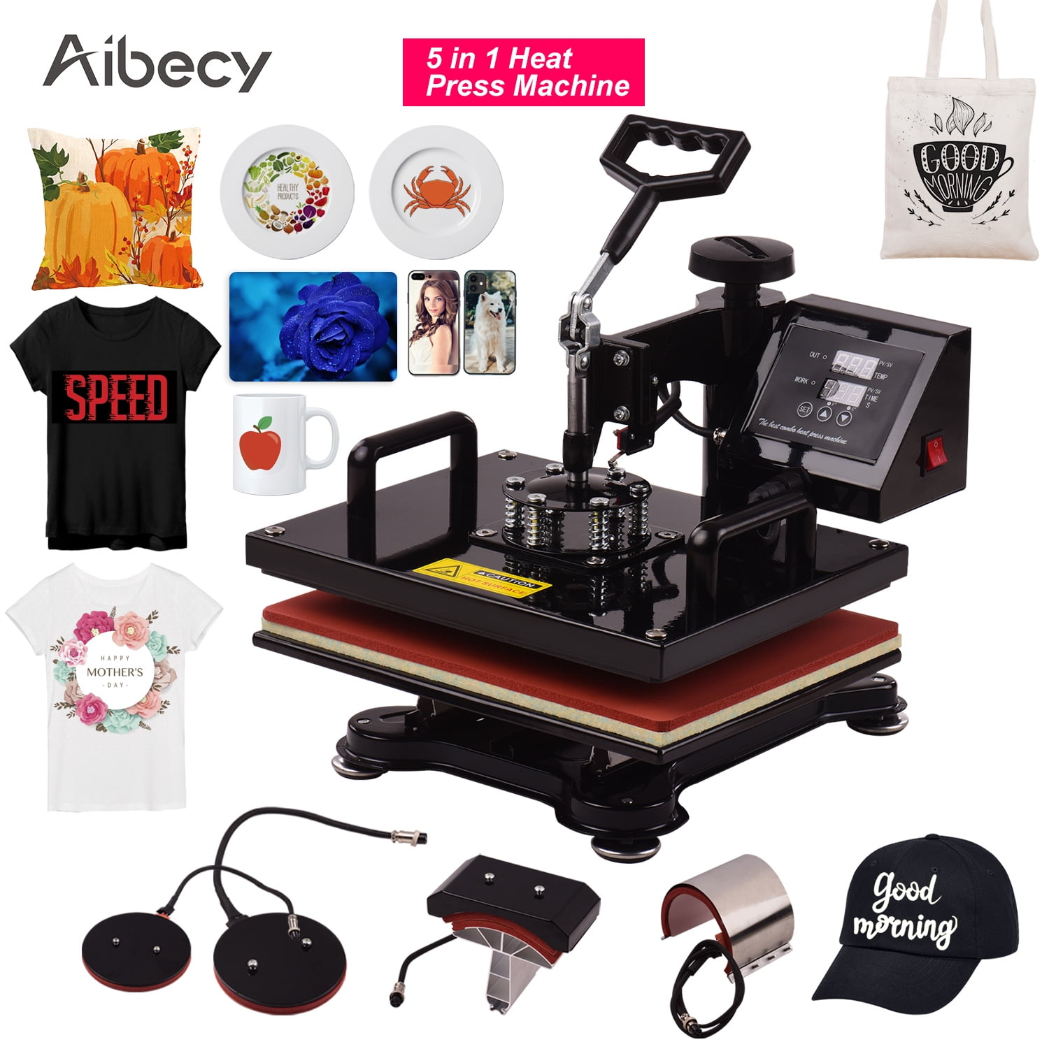 Aibecy 12 * 15 Inch Combo Heat Press Machine 5 in 1 Sublimation Heat