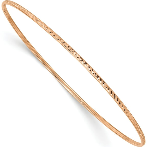 10K Rose Gold 1.5Mm Diamond-Cut Slip-On Bangle Bracelet (Width 1.5) (Length 8) - Jbsp