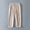 thumbnail image 2 of hotojiny Cotton Linen Pants Men Casual Summer Beach Elastic Waist Yoga Pants Drawstring Travel Work Pant Big and Tall, 2 of 4