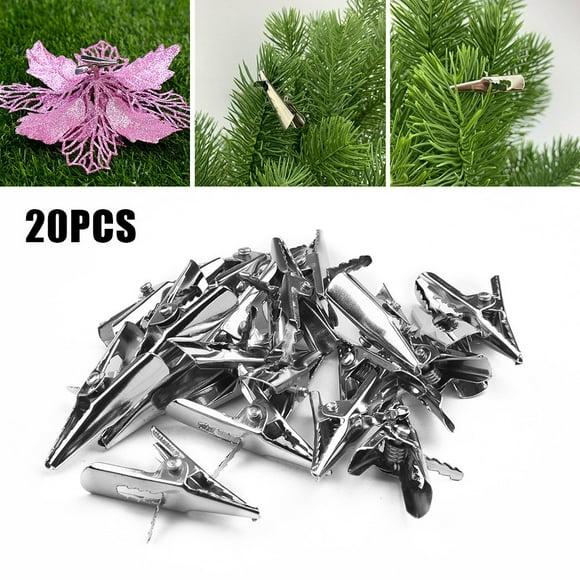 MYG 20Pcs Clip Christmas Poinsettia Glitter Flower Clip Tree Hanging Party Xmas Tool