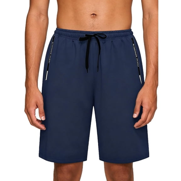 IROINNID Men's Quick Dry Athletic Running Training Shorts with Secure Zippered Pockets Elastic Drawstring Waist Breathable Lightweight Gym Workout Sports Gear