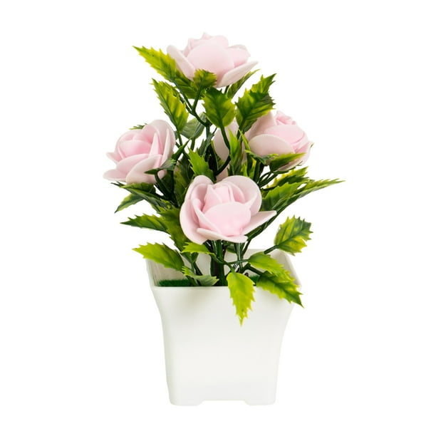 Rosas de espuma, flores artificiales en maceta, mini bonsáis de imitación realistas, decoración floral para el hogar, la oficina, el escritorio, la sala de estar o la estantería.