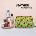 thumbnail image 4 of Sunflowers With Green Leaves Makeup Bag, Large Capacity Travel Cosmetic Bag for Women Girls- Travel Toiletry Bag Leather Portable Waterproof Makeup Case Organizer with Handle, 4 of 4