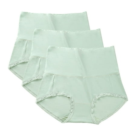 TMOYZQ 3 Pack Women s Briefs High Waist Tummy Control Underwear Lace Panties for Women Ladies Panty on Clearance